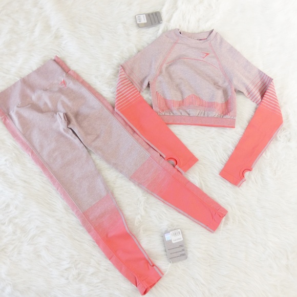 Gymshark Pants - Gymshark Amplify Seamless Peach Leggings  Crop Top
